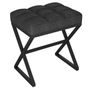 Square Ottoman Bench with Shaped Metal Legs Small Side Table Makeup Dressing Seat for Living Room Bedroom Entryway, Hallways 40 30 46CM Black Image 2