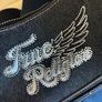 True Religion Crystal Wing Denim Hobo HandBag Black Image 5