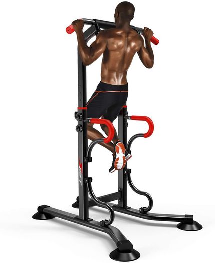 _EASY BIG Multifunctional Power Tower Adjustable Heights Workout Dip Station for Adults and Kids Home Gym Strength Training Fitness Equipment Newer Version