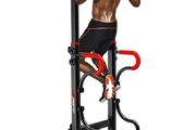 _EASY BIG Multifunctional Power Tower Adjustable Heights Workout Dip Station for Adults and Kids Home Gym Strength Training Fitness Equipment Newer Version