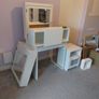 White desk / dressing table  / bedside lockers / mirrored cabinet. Image 5