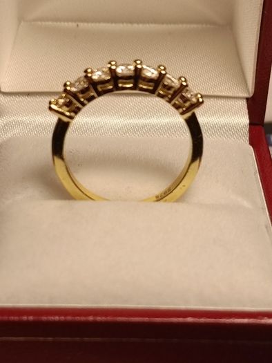 Gold Plated Sterling Silver 7 Stone Moissanite Band Ring