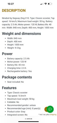 Segway ninebot c10 scooter