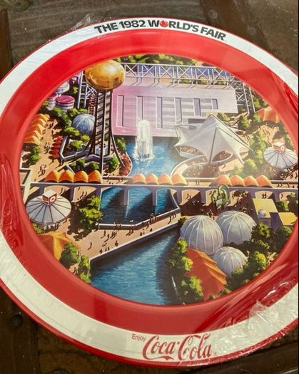 Coca Cola 1982 World Fair Metal Tray Rare