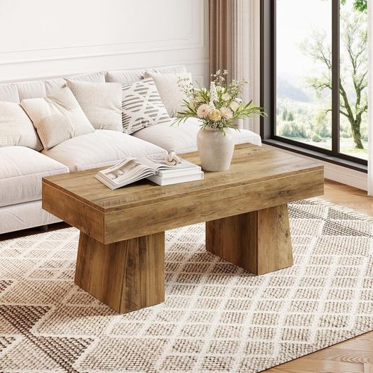 120 cm Coffee Table Made of Wood Coffee Table, Sofa Table with Thick Frame