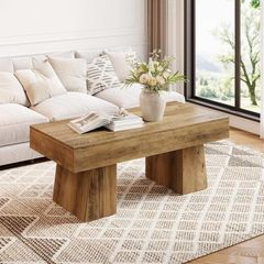120 cm Coffee Table Made of Wood Coffee Table, Sofa Table with Thick Frame