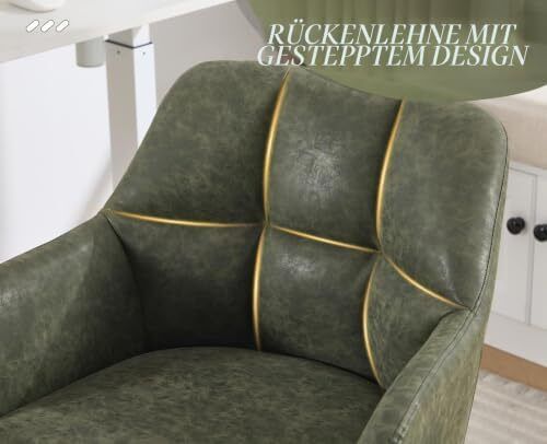 Office Chair PU Leather 360 Rotatable Height Adjustable Green