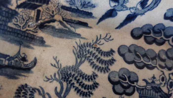 Fabulous Antique Blue and White Transferware Willow Pattern Shallow Lidded Tureen/Vegetable Dish For Display, Unknown Maker, Most Likely Staffordshire Made