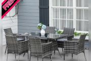Rattan Garden Furniture Dining Set 6-seater Patio Rectangular Table (FREE SHIPPING)
