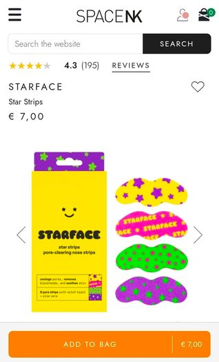 Starface "Lift Off" pore cleansing strips - 7 in box