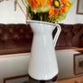 Vintage Shabby Chic Antique White Enamel Jug Vase Image 6