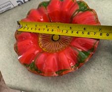 Handmade Poppy-Shaped Plate - Floral Design Glass Dish as Trinklet dish signed