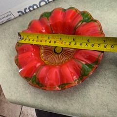 Handmade Poppy-Shaped Plate - Floral Design Glass Dish as Trinklet dish signed
