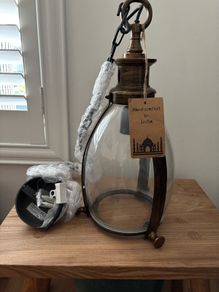 Glass Pendant light - aged bronze - brand new
