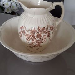 Large Edwardian Wash Bowl and Water Jug