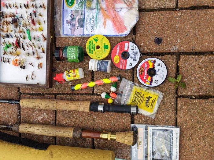Fly fishing rods and flies