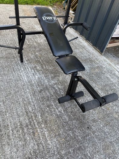 Elverys Weight Bench with Barbell Rack & Leg Extension