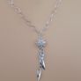 25 Sterling Silver Geometric Flower Pendant Necklace with Leaf Charms Modern Elegant Chain Jewelry Image 6