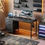 Computer Desk with Drawers, 120cm Office Desk with Storage, Black Image 7
