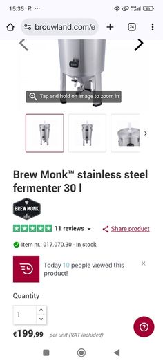 Stainless steel fermenter 30l plus drying rack