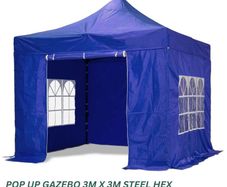 Outdoor Pop Up Gazebo Steel 40mm Hex 3m x 3m