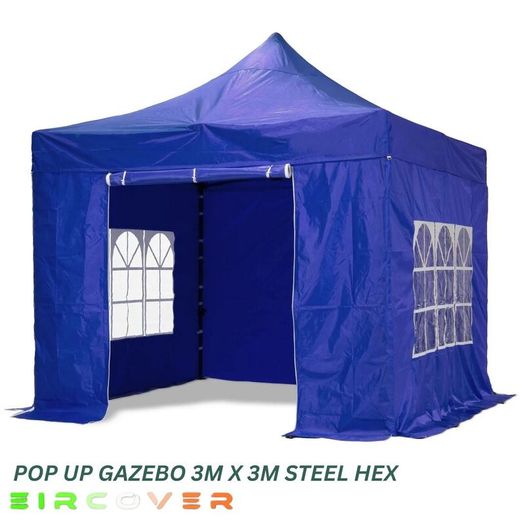 Heavy Duty Pop Up Gazebo Steel 40mm Hex 3m x 3m
