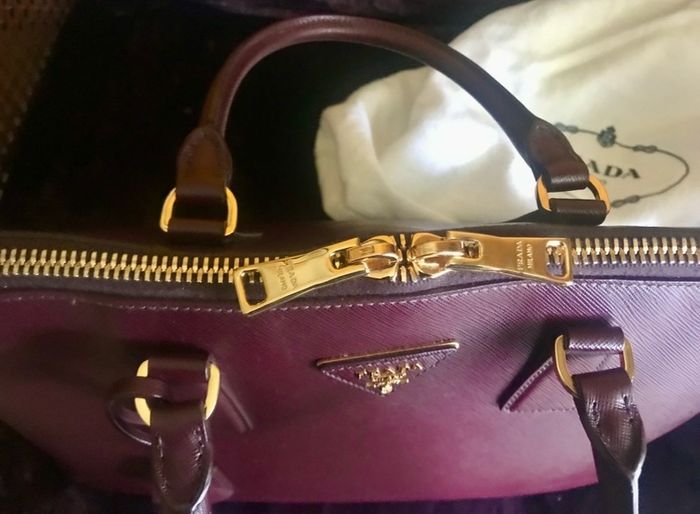 Stunning Prada Saffiano Lux Leather Burgundy Handbag