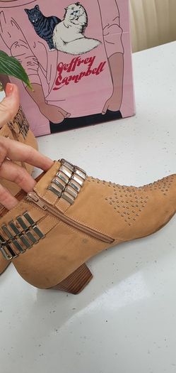 JEFFREY CAMPBELL Benater Nude Leather ankle boots Sz 8UK - Rrp 205 (New)