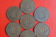 7 British Halfpennies in Sequence 1940/1/2/3/4/5/6/