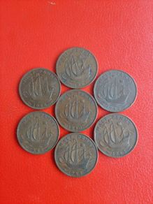 7 British Halfpennies in Sequence 1940/1/2/3/4/5/6/