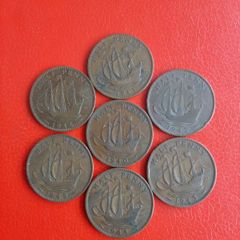 7 British Halfpennies in Sequence 1940/1/2/3/4/5/6/