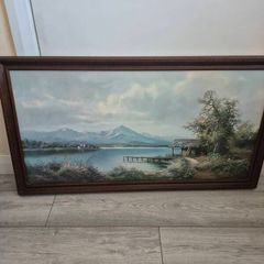 Large Vintage Framed Picture "Connemara Lake" by N. Gero