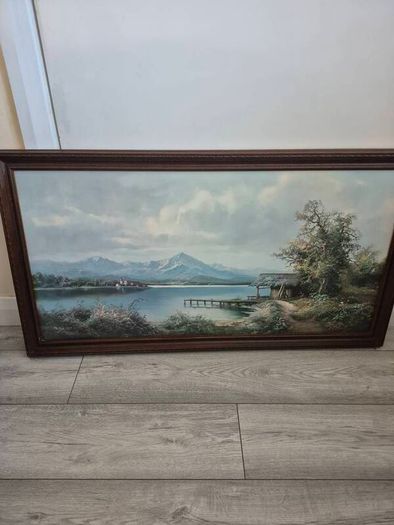 Large Vintage Framed Picture "Connemara Lake" by N. Gero