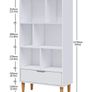 BRAND NEW Storage Cabinet Shelves Unit 6 Cube Bookshelf Freestanding With 1 Drawer Wooden Legs Display Image 2