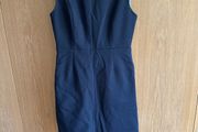 Diane Von Furstenberg navy knee length shift dress with satin detailing, size 4 (UK 8)