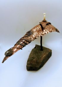 Handcrafted hammered copper sculpture