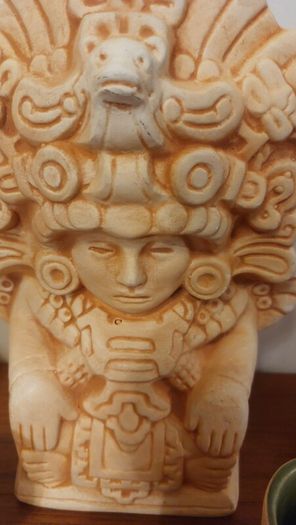 Fabulous Rare Collectable Vintage Aztec/Mayan/Mexican Ceramic Decanter and Five Matching Ceramic Shot Glasses in Excellent Condition - Perfect for a Home Bar or Man Cave, Bring on the Tequila!!!