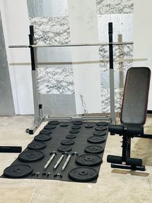 Branded: Cast Iron Weights Folding Rack Bench Bars