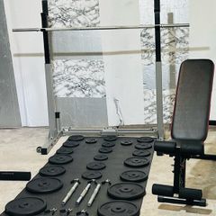 Branded: Cast Iron Weights Folding Rack Bench Bars