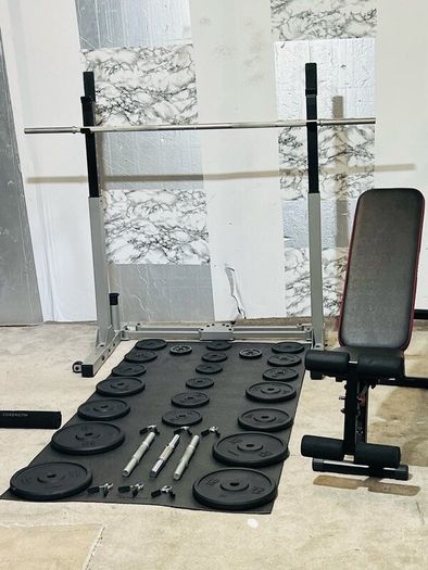 Branded: Cast Iron Weights Folding Rack Bench Bars