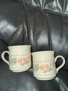 Peach and Sage Green 'Geranium' 2 Cups