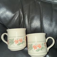 Peach and Sage Green 'Geranium' 2 Cups