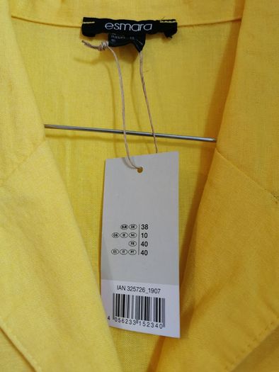 BNWT - Yellow linen dress UK 10