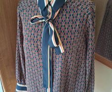 Lovely Savida Navy Mix Blouse M