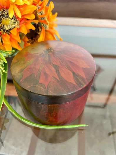 Vintage German Wooden Hand Painted Lacquered Jewellery Trinket Box Ring Box