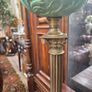 Antique Victorian Corinthian Column Oil Lamp Mint Green Floral Font Image 2