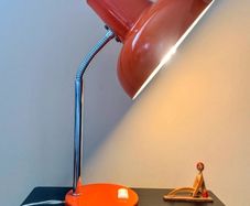 Vintage orange goose neck metal table lamp