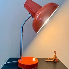 Vintage orange goose neck metal table lamp