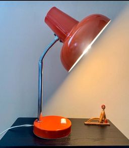 Vintage orange goose neck metal table lamp