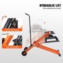 Lawn Mower Lift with Hydraulic Jack, 500 Lbs Weight Capacity, Solid Carbon Steel Lawn Mower Lift, Adjustable Movable Lawn Lifter for Riding Tractors and Zero Turn Lawn Mowers, Orange Image 2